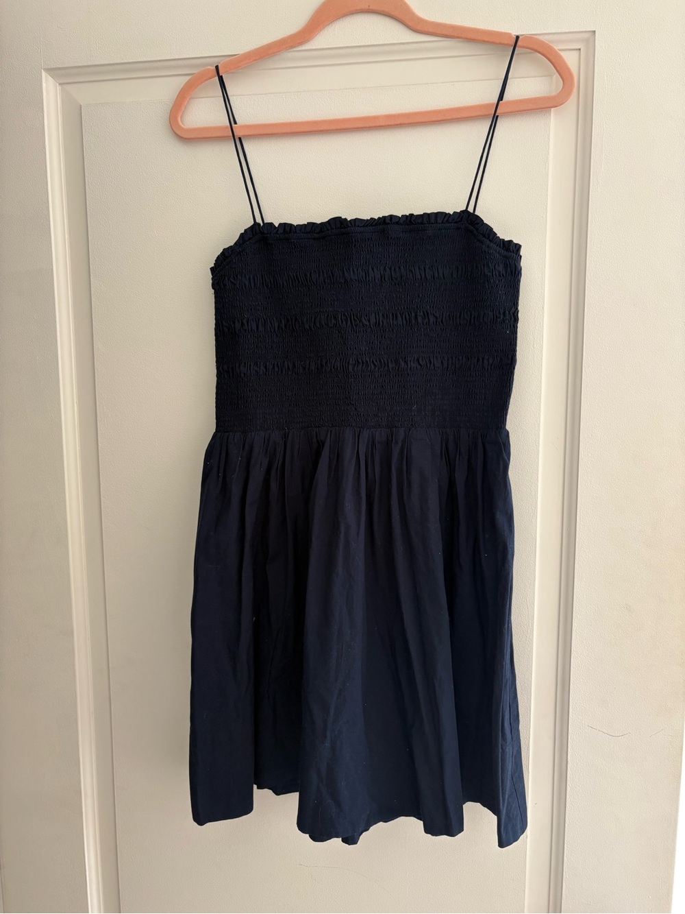 Aritzia Sunday Best Smocked Navy Mini Dress - Picture 4 of 4